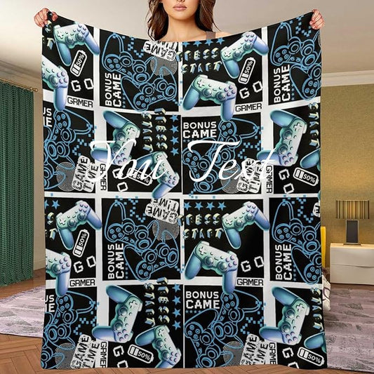 Throw Blanket for Teens Boys Girls and Adults Soft Warm Cozy Funny Midweight Food Flannel Blankets for Couch Sofa Bed Camping Travel Home Decor 50" X 60" (Games, Custom)