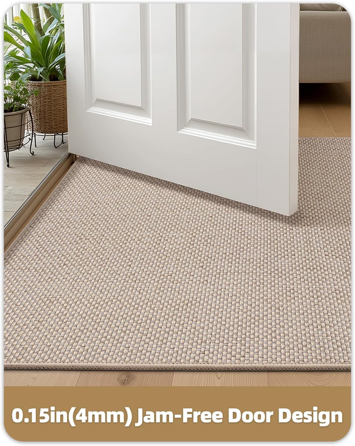 Color&Geometry Front Door Mat Indoor 21"x31", Ultra Non Slip Rubber Backed Dirt Trapper, Low Profile Thin Washable, Easy Clean Entry Entryway Rug Door Mat Indoor Entrance, Khaki (Fold)