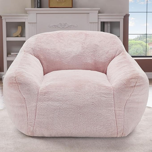 Homguava Bean Bag Chair Bean Bag Chairs for Adults Comfy Beanbag Giant Bean Bag Chair with Spacious Design Bean Bag Couch with Armrest Large Bean Bag Chair with Filler for Living Room Bedroom (Pink)