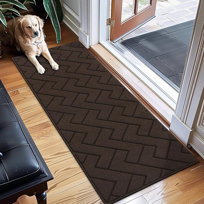 hicorfe Kitchen Rugs and Mats Sets,Super Absorbent Polypropylene Non-Slip Rug,Soft Comfort Floor Mat,Washable for Kitchen,Hallway,Office,Sink,Laundry(24" x 71",Coffee)