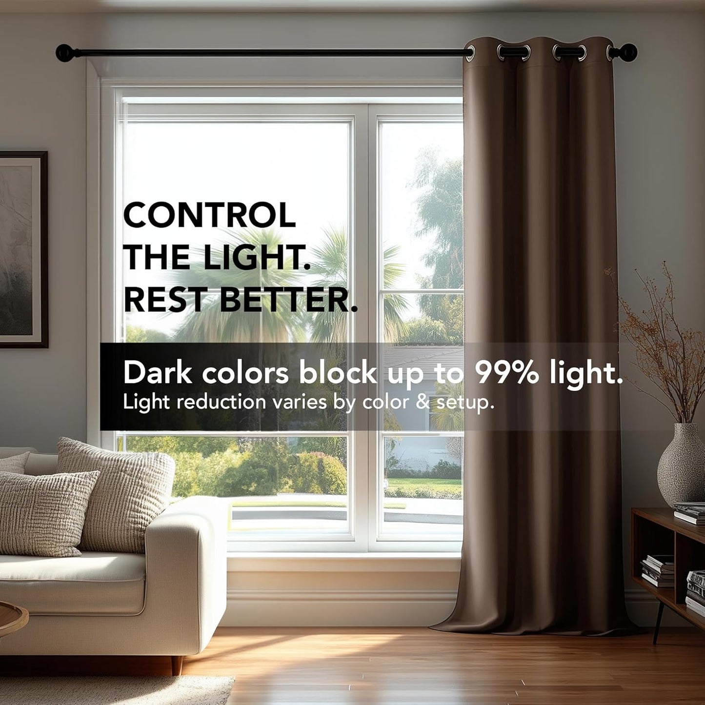 Deconovo Blackout Curtains for Bedroom – Set of 2 42W x 54L Inch Thermal Insulated & Noise Reducing Panels–Home Window Room Darkening Sustainable Grommet Drapes for Living Room and Nursery, Brown