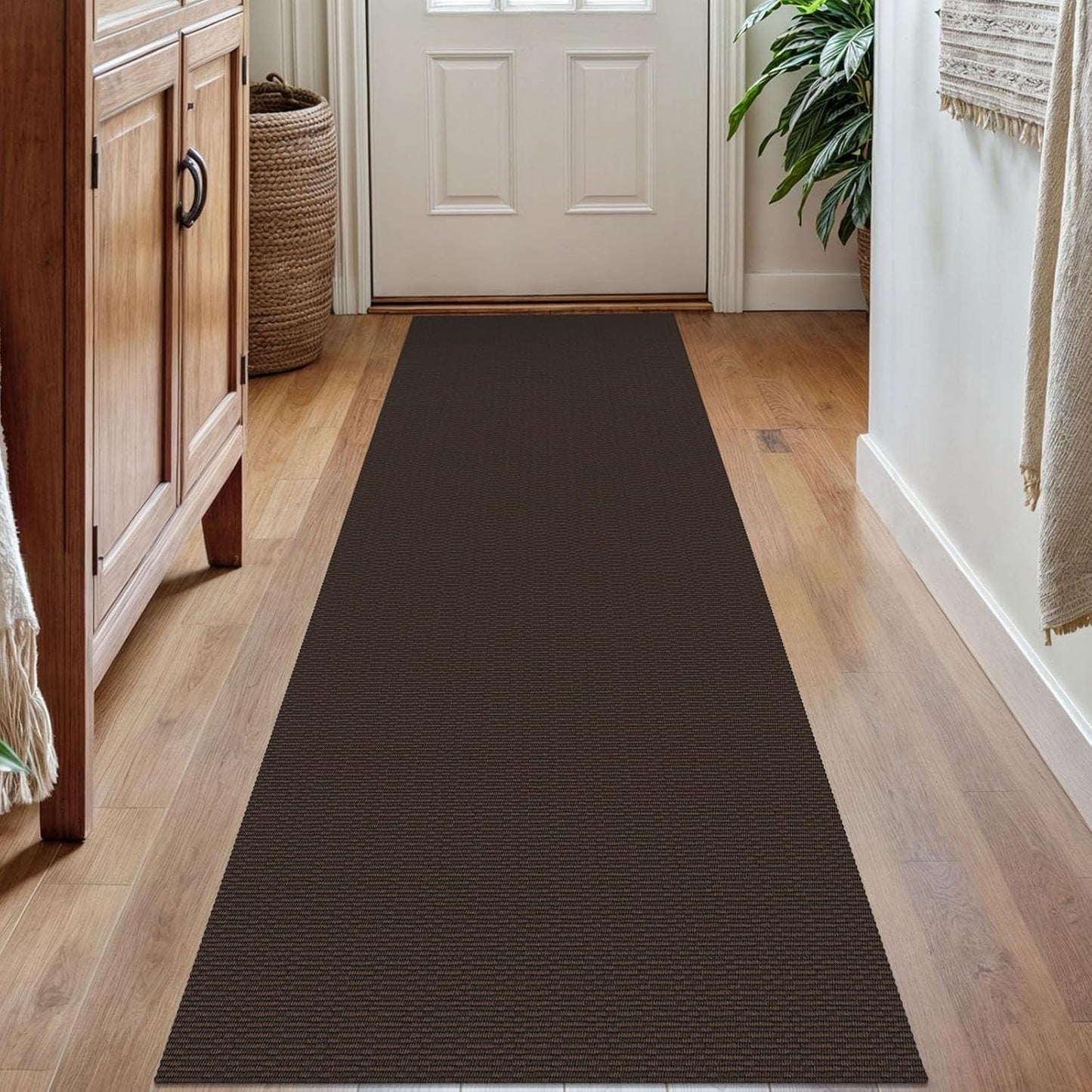 KOZYFLY Washable Runner Rug 2x7 ft Hallway Runner Kitchen Runner Rugs with Rubber Backing Bobo Entryway Runner Indoor, Carpet Runners for Hall Entrance Bedroom, Dark Coffee/Brown