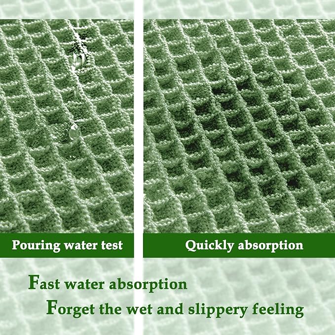 ZALL Waffle Bath Mat,Super Absorbent Non Slip Bathroom Rug,Sage Green 24x48inch,Machine Washable Ultra Soft Floor Mats