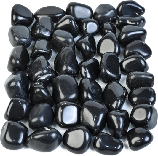 Crocon 1LB Black Tourmline Tumbled Stones and Crystals Bulk 2000+ Carats Natural Crystal Kit for Reiki Healing Crystal Polished, Tumble Stones, Chakra Balancing, Reiki Gift, Home Decor Size : 20mm