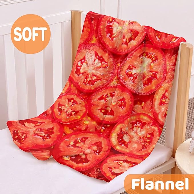 Tomatoes Blanket Food Fleece Lightweight Throws Gift for Birthday Christmas Soft Flannel Blankets for All Season Bed Sofa Teen Size-50"x60"