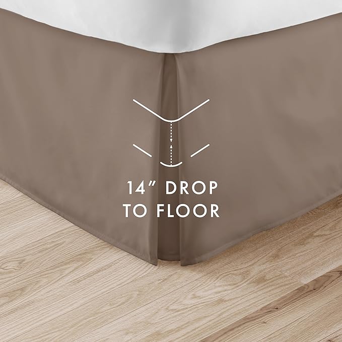 Linen Market Bed Skirt - Ultra Soft Microfiber - Easy Fit with 14 Inch Tailored Drop - Hotel Quality, Shrinkage & Fade Resistant - Bed Cover - Queen Bed Set - Bedroom Décor - (Queen, Taupe)