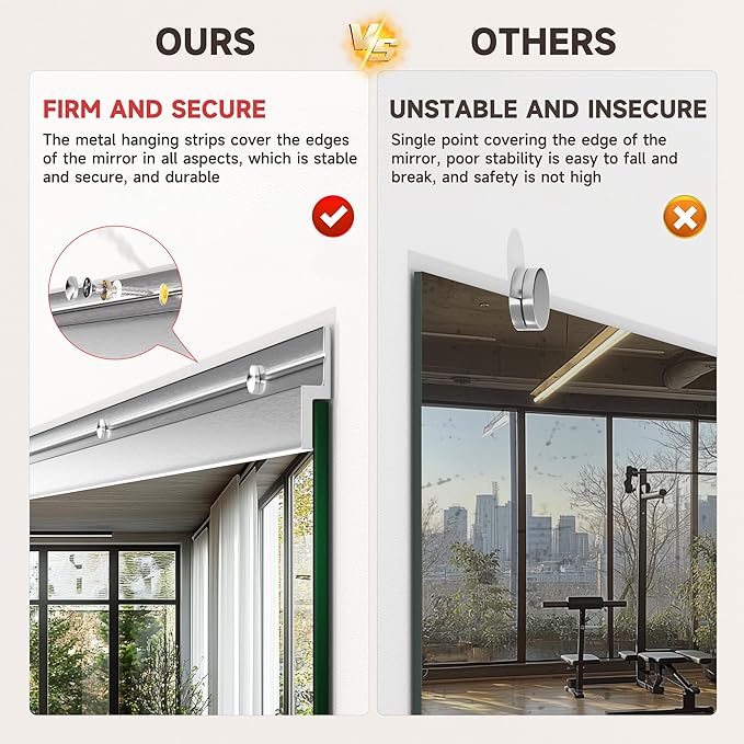 Home Gym Mirror, 67'' x 24'' x 2PCS, Large Full Body Mirror for Yoga, Frameless Tempered Glass, Wall Mounted for Home Gym, Garage, Bedroom, Bathroom