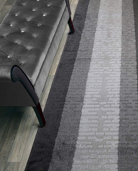 Custom Length Hallway Runner Rug,Slip Resistant,Abstract Anthracite, 26 Inch X 27 feet, Sold and Priced Per Foot
