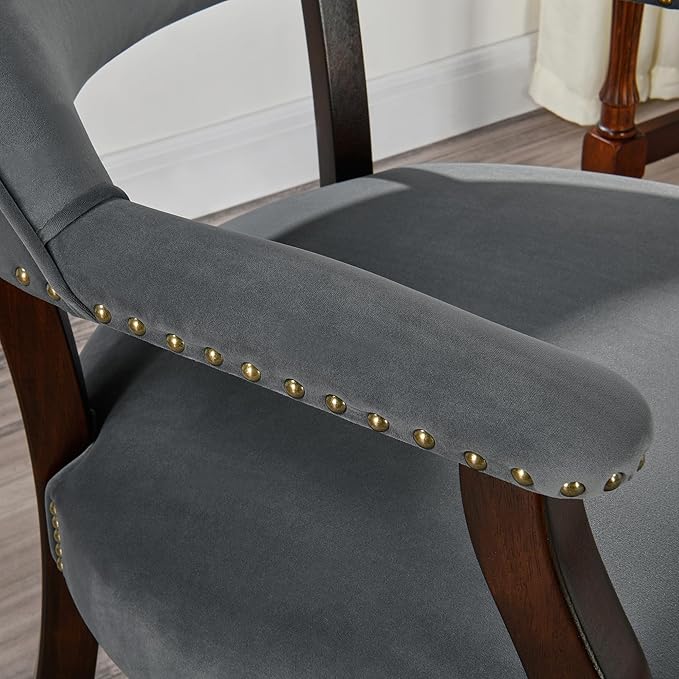 Dinning Chairs with Wheels and Arms Set of 6, Solid Wood Office Desk Chairs with Frosted Velvet Upholstered, Classic Swivel Accent Chairs, 31.5" H Boss Caption's Chair, Periwinkle XXY-HT22-PW