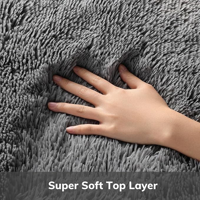 Ophanie Area Rugs 9x12 Living Room, Large Grey Bedroom Carpet, Big Shag Indoor Thick Soft Nursery Rug, Gray Fluffy Carpets for Boy and Girls Room Dorm Home Decor Aesthetic