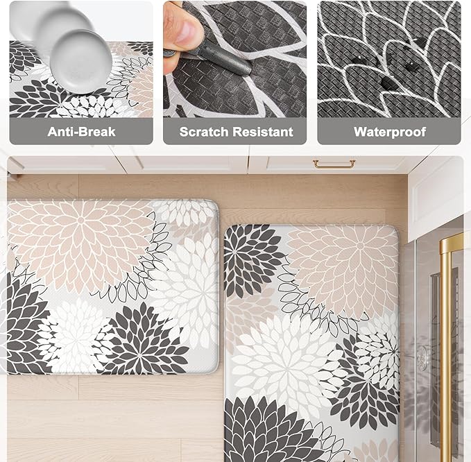 KIMODE Kitchen Mats Cushioned Anti Fatigue, Farmhouse Rugs for Kitchen Rug Runner Stain Resistant, Ergonomic Standing Kitchen Floor Mat, Non Slip Waterproof Kitchen Sink Rug, 20" x 71", Pink