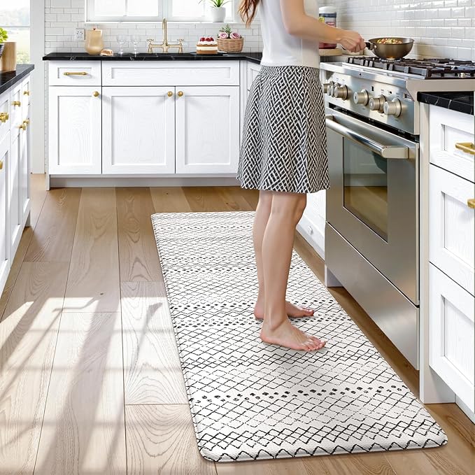KIMODE Kitchen Mats for Floor Anti Fatigue, Geometric Kitchen Runner Rugs Non Slip, Padded Kitchen Floor Mats, Memory Foam Kitchen Mats Cushioned, Standing Desk Mat for Laundry Office Sink 24"x59"