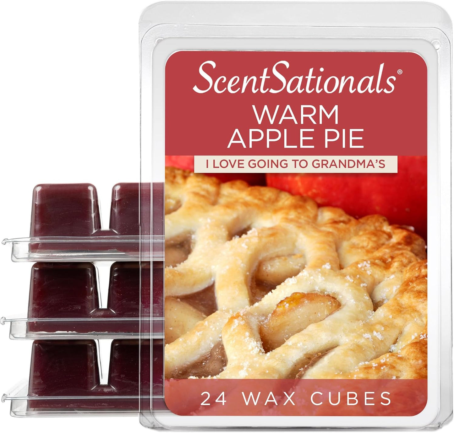 Scentsationals Fall Wax Melts, Wax Cubes Strong Scent - Warm Apple Pie - Long Lasting Scented Melts for Warmer, 10oz (24-Cubes)