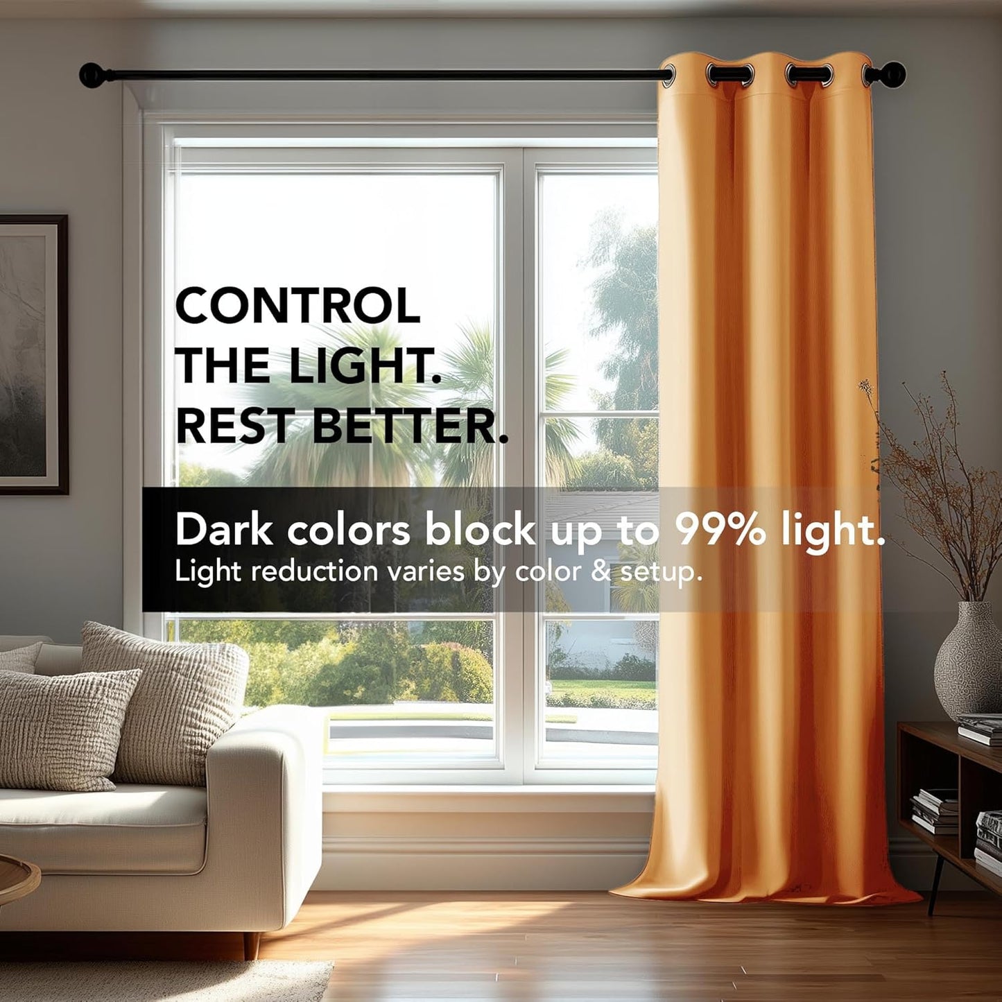 Deconovo Room Darkening Blackout Curtains, Thermal Insulated Noise Reducing Window Drapes for Bedroom, Set of 2, Each 42x95 Inch, Orange Flame