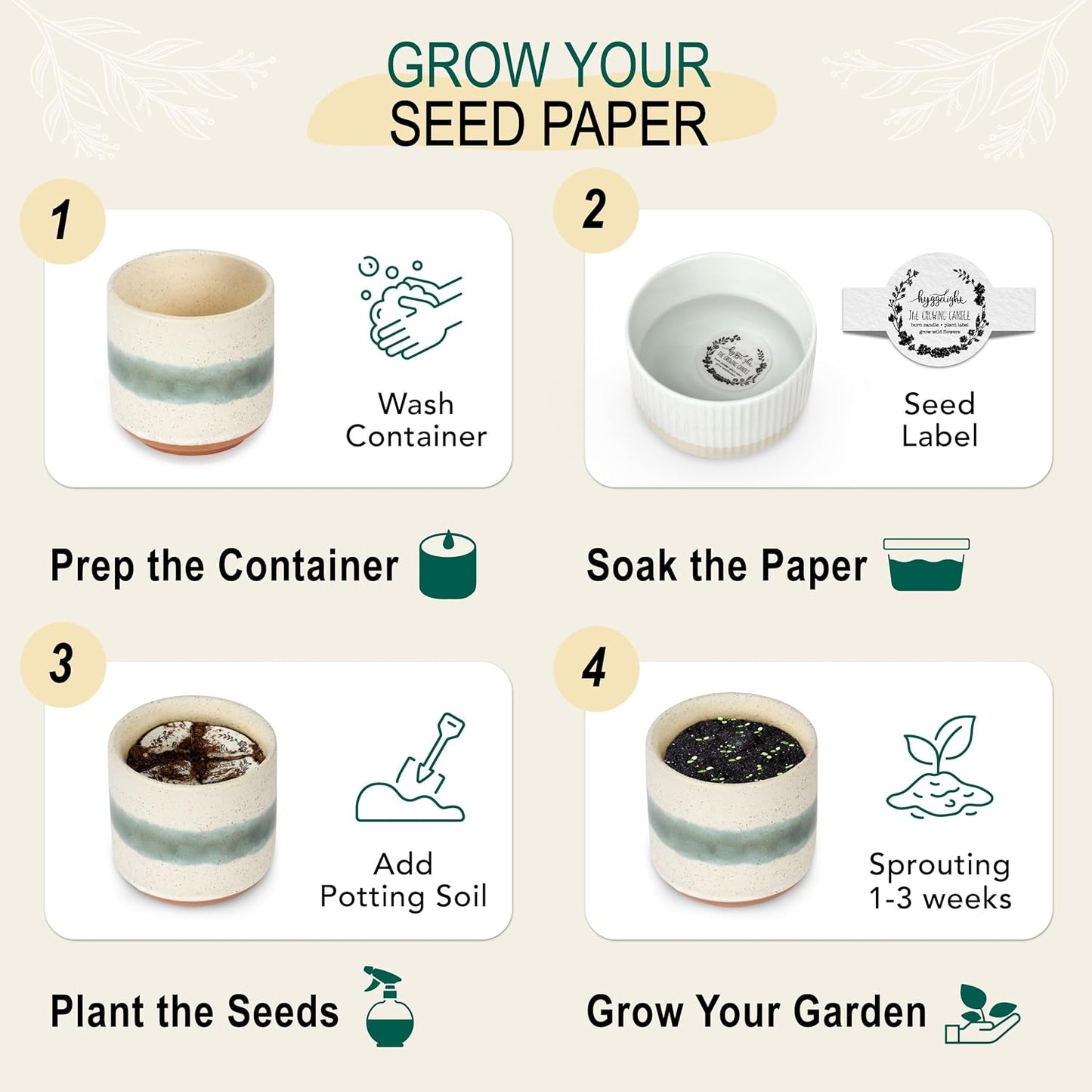 The Growing Candle, Lavender Scented, 8.5oz Ceramic Pot, Single Wick Aromatherapy Candles, 100% Soy for Women and Men, Edith