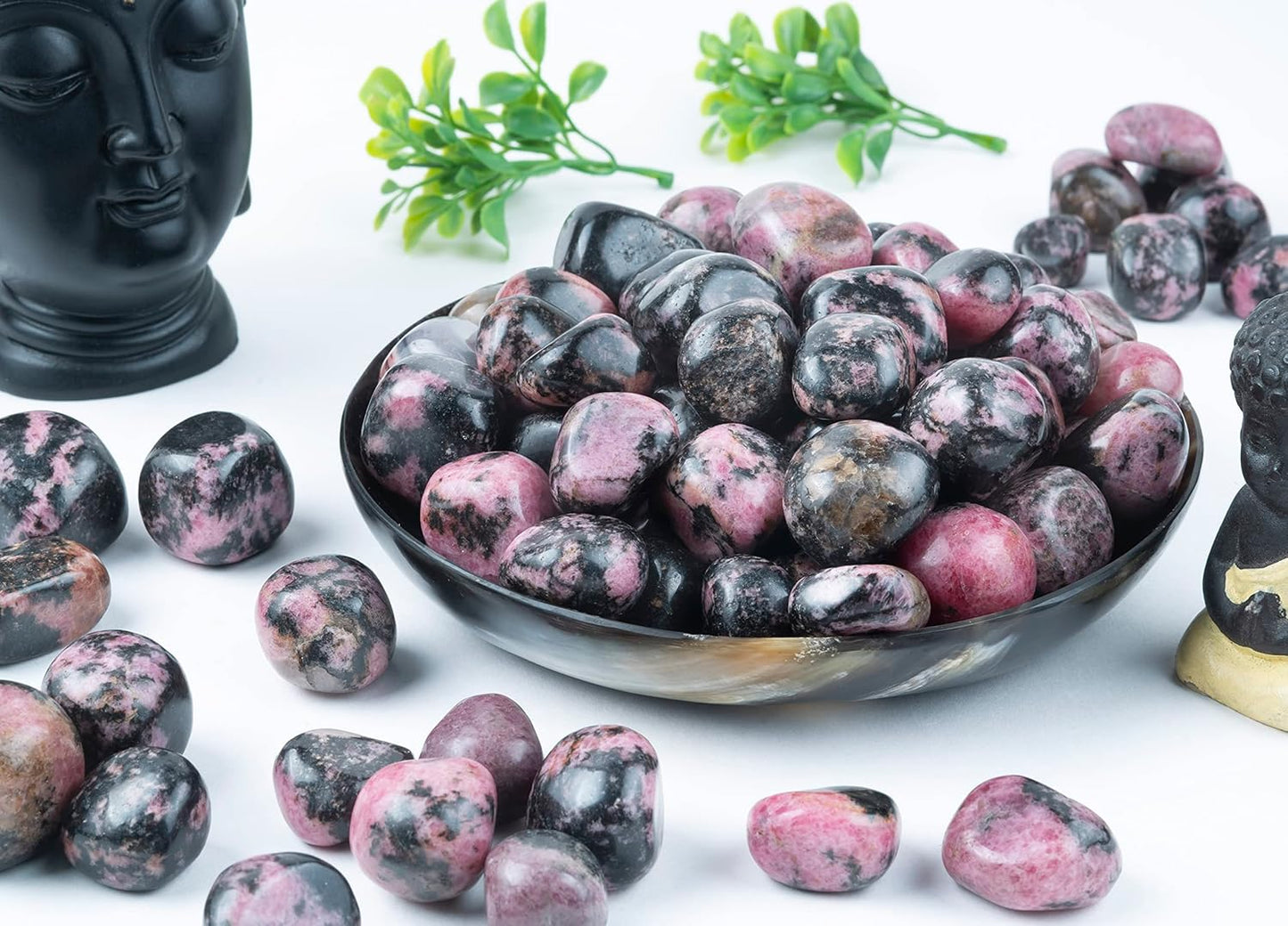 Crocon 1lb Rhodolite Tumble Stones Stones Set | Pocket Crystal Healing Gemstones | Tumble Collection Palm Stone | Good Luck |Charm Gift Craft | Home Decor Size: 20-25 mm