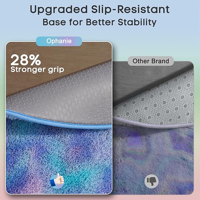 Ophanie Round Rugs 6Ft Tie-Dye Rainbow Purple Circle Area Rug, Fluffy Fuzzy Bedroom Carpet, Plush Soft Shaggy Indoor Floor Colorful Living Room Rugs for Kids Home Decor Aesthetic, Nursery