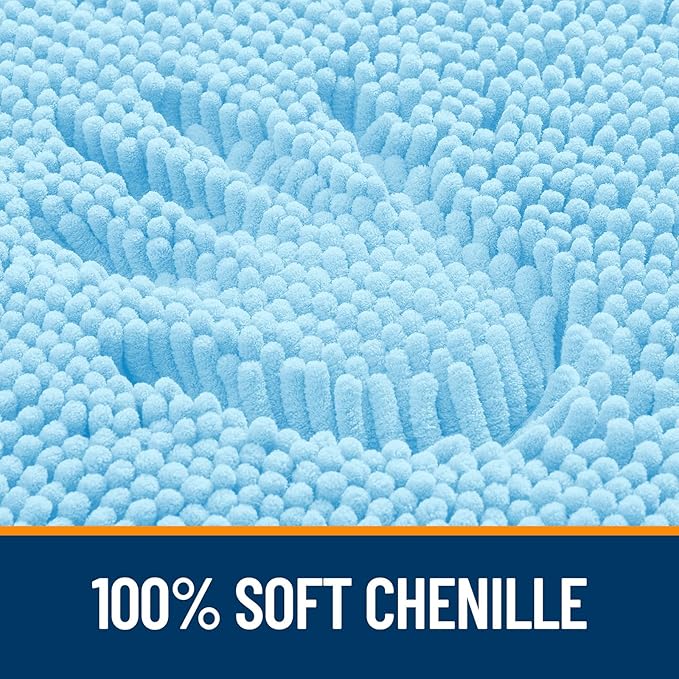 OLANLY Bathroom Rugs 44x24, Extra Soft Absorbent Chenille Bath Rugs, Rubber Backing Quick Dry, Machine Washable Bath Mats for Bathroom Floor, Tub and Shower, Home Decor Accessories, Sky Blue