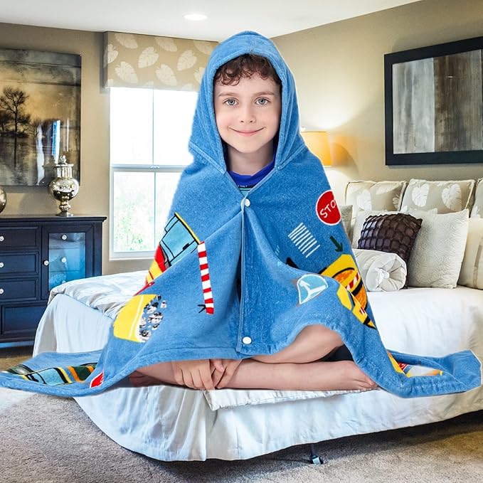 Kids Bath Towels, Kids Towel Girls Boys Hooded Beach,Bathroom,Pool Swim Towels 30 × 50 INCH Large Size Ultra Absorbent Cute Cartoon Animal Full Vitality 100% Cotton Wearable Wrap for Child