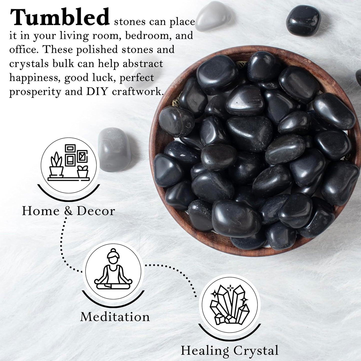 Crocon 1LB Black Tourmline Tumbled Stones and Crystals Bulk 2000+ Carats Natural Crystal Kit for Reiki Healing Crystal Polished, Tumble Stones, Chakra Balancing, Reiki Gift, Home Decor Size : 20mm