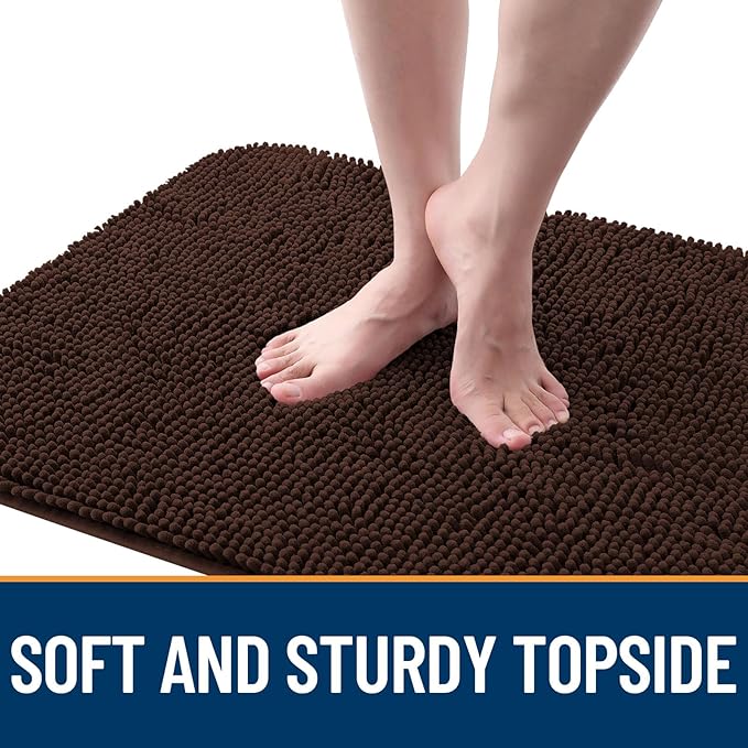 OLANLY Dog Door Mat for Muddy Paws 40x24, Absorbs Moisture and Dirt, Absorbent Non-Slip Washable Doormat, Quick Dry Chenille Mud Mat for Dogs, Entry Indoor Entryway Carpet for Inside Floor, Brown