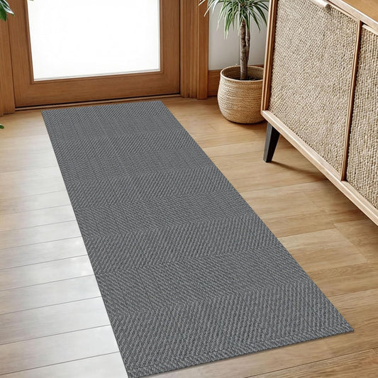 IOHOUZE Washable Runner Rug 2x5 Non Slip Runners for Hallways Entryway Runner Indoor, Kitchen Throw Rug Woven Cotton Floor Carpet for Hall Entrance Bedroom, Charcoal/Dark Grey