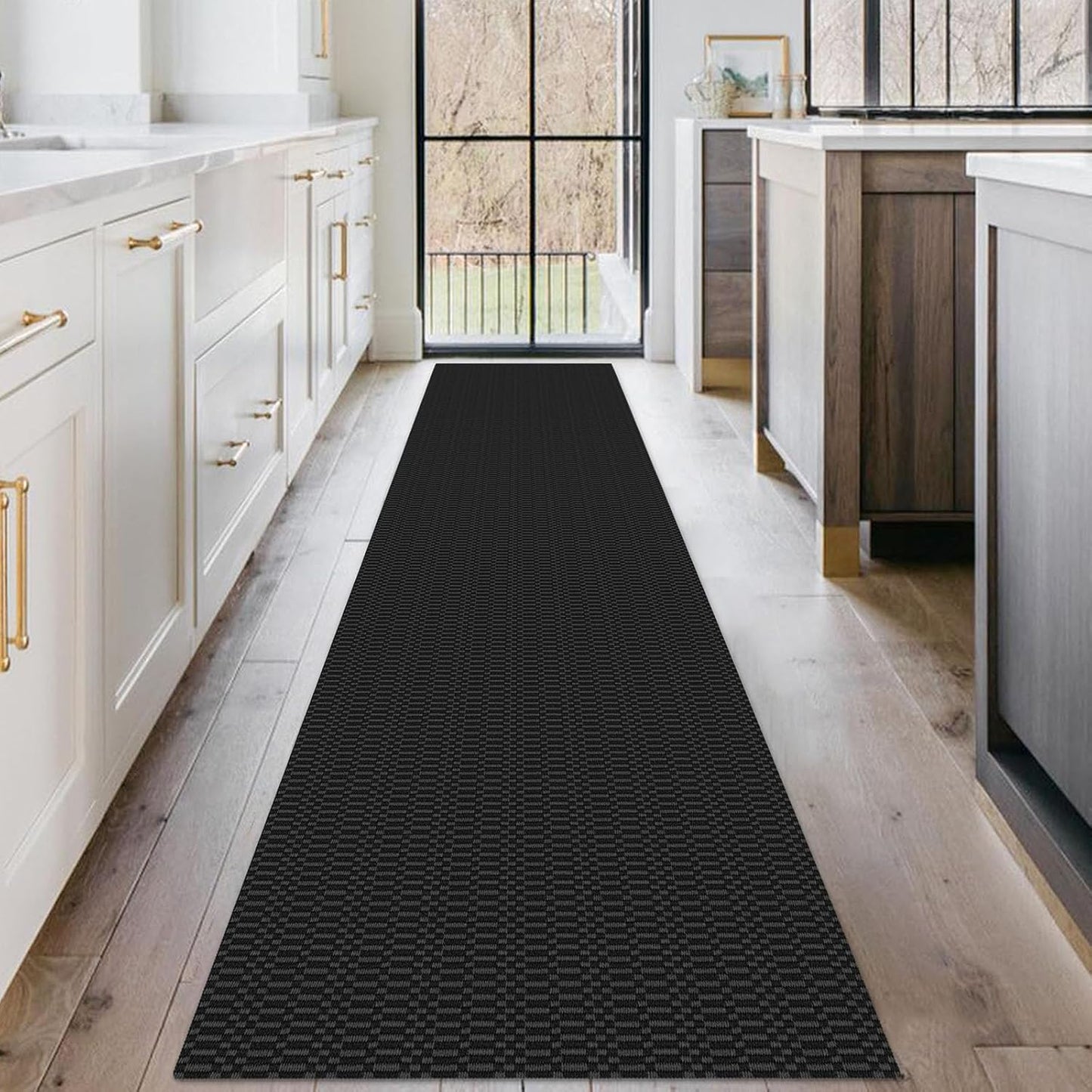 KOZYFLY Washable Runner Rug 2x10 ft Hallway Kitchen Runner Rugs with Rubber Backing Bobo Entryway Runner Indoor, Long Carpet Runners for Hall Kitchen Entryway, Black/Grey