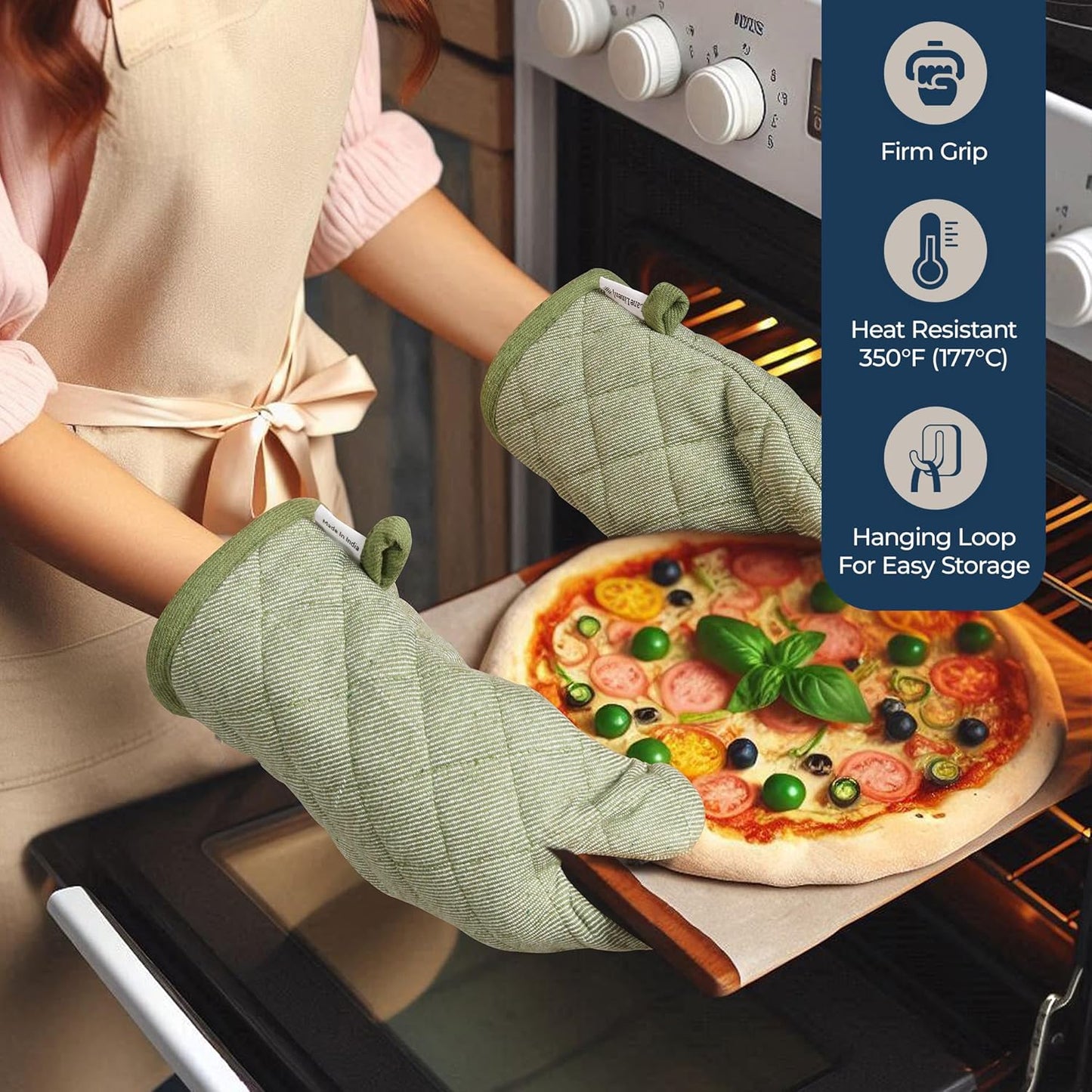 LANE LINEN Dish Towel and Dishcloth Set - 20 Pc Cotton Towels, Heat Resistant Kitchen Mitts and Pot Holders, Olive