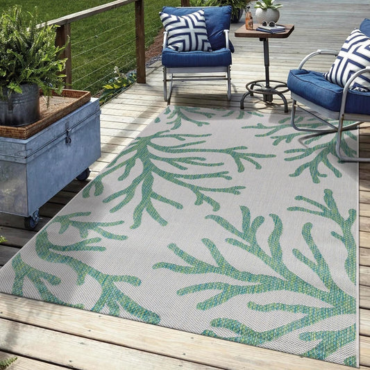 Keen Home Design Terrace Outdoor Area Rug - 5x8 Washable Indoor/Outdoor Rug for Patio, Kitchen, Balcony, Beach, Garden, Deck and Porch, Size: 5'3"x7'7"