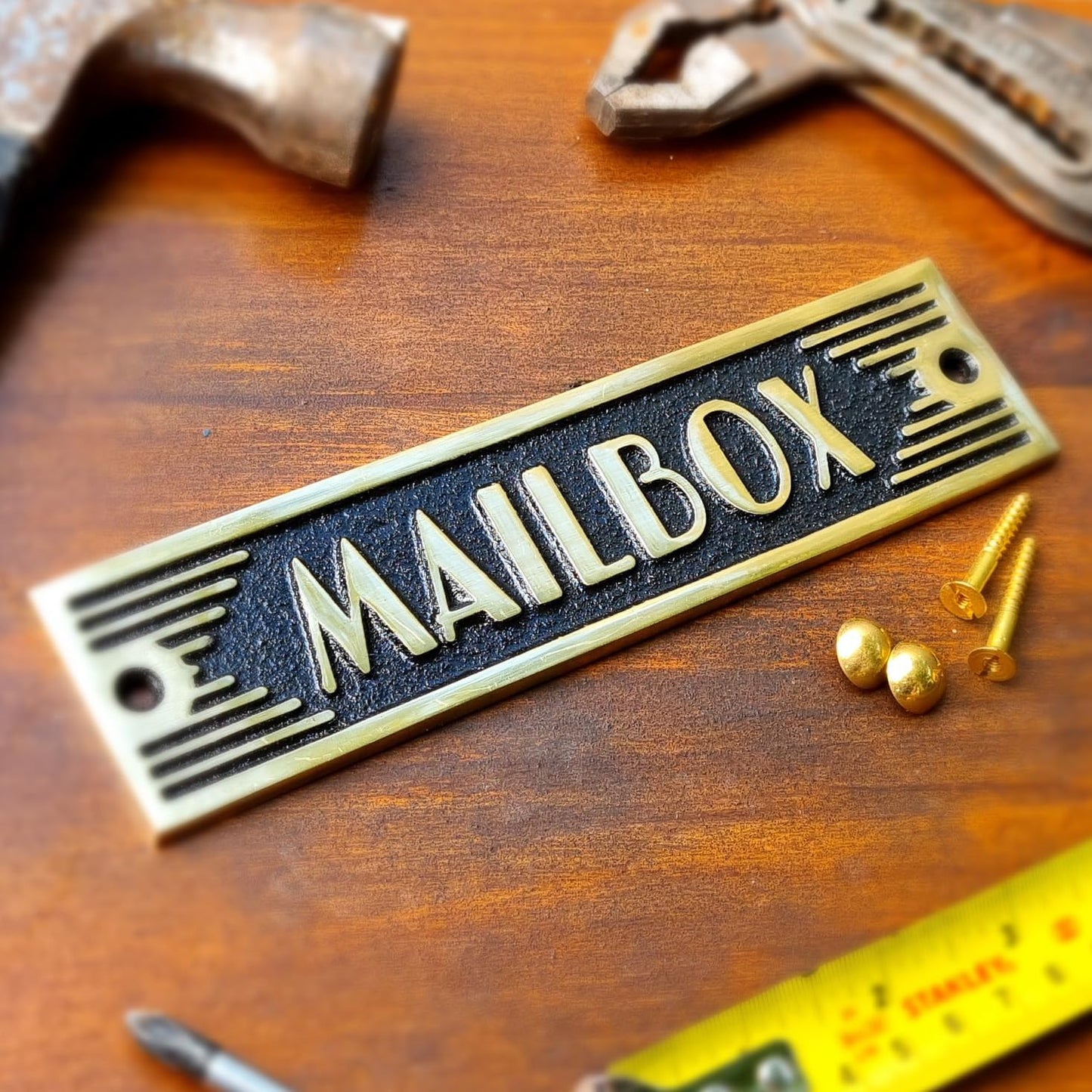 The Metal Foundry Mailbox Metal Door Sign. Art Deco Style Home Décor Accessories Door Or Wall Aluminium Plaque. Handmade In England.