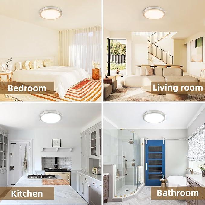 Hlite 6pack 9 Inch Flush Mount LED Ceiling Light Fixture,18W 1800LM Super Slim Light Fixtures Ceiling Mount 3000K/4000K/5000K 3CCT Selectable,Light Fixtures for Kitchen,Bedroom (Brush Nickel)