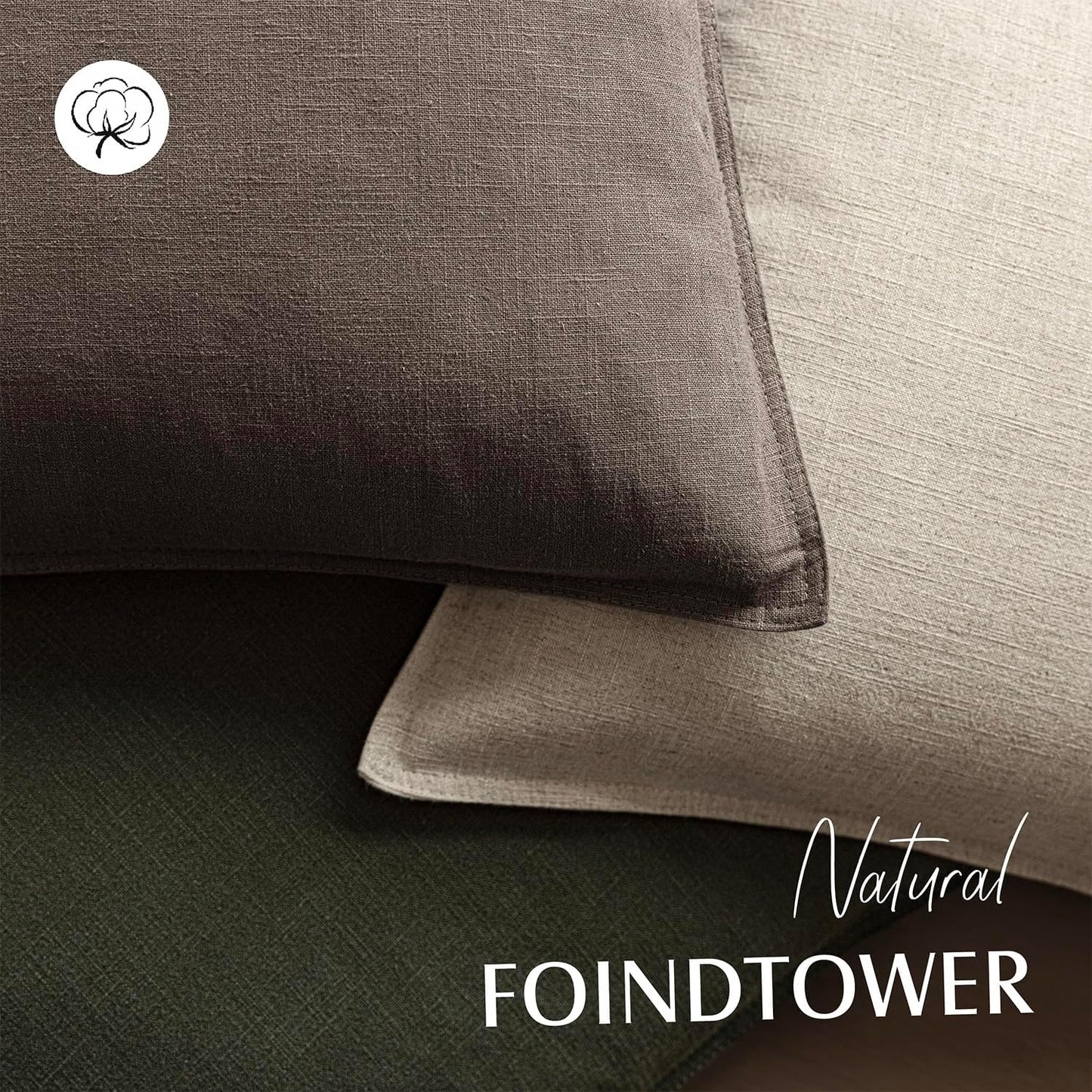Foindtower Set of 2, Decorative Linen Soild Throw Pillow Covers Soft Accent Euro Cushion Case Farmhouse Neutral Pillowcase for Chair Couch Sofa Bedroom Living Room Home Decor 18 x 18 Inch Light coffee