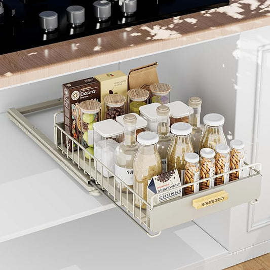 Under Sink Organizer - Under Sink Organizers and Storage Shelves, Multi-Use Kitchen and Bathroom Pull Out Cabinet Organizer with Sliding Drawers, Bathroom Cabinet Organizer, Gray