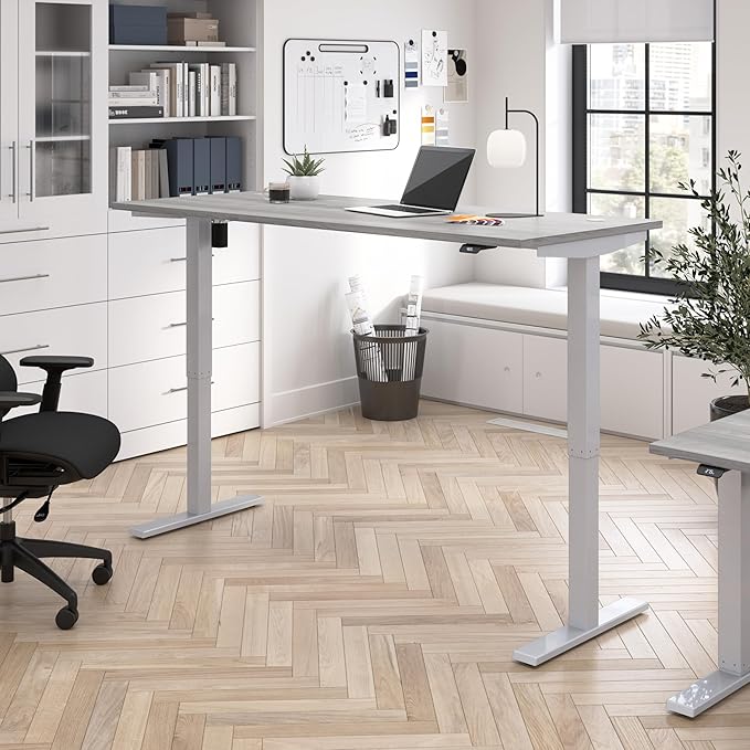 Bush Business Furniture 72-inch Electric Height Adjustable Standing Desk, Ergonomic Sit-Stand Computer Table for Home and Professional Office, Move 40 Series, Platinum Gray with Metallic Gray Base
