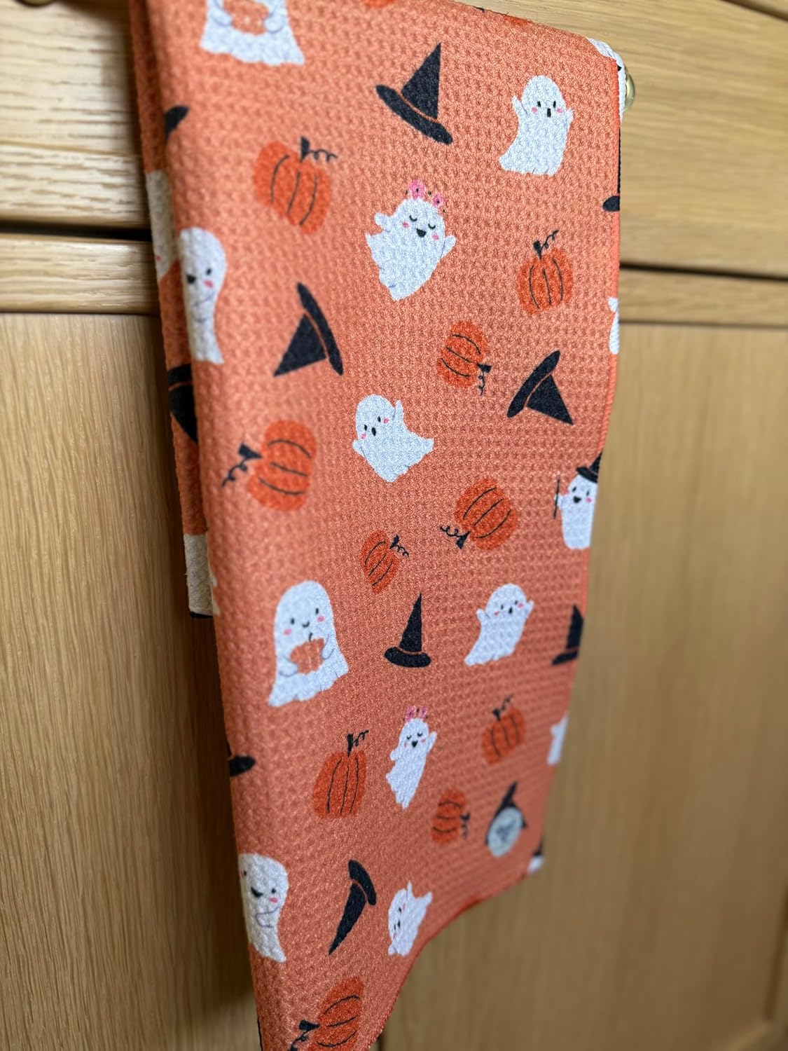 2 Pack || Double Sided|| Not Your Ordinary Kitchen Towels || Dish Towels || Quick Dry || Waffle Weave Microfiber || Designer Prints || Highly Absorbent || Hanging Hook (Halloween Boo)