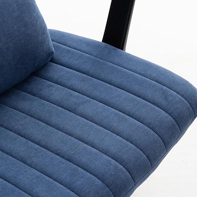 Furnimart Criss Cross Desk Char Wide Seat with Wheels and Arms, 360° Swivel Cross Legged Desk Chair Thick Cushion, Velvet Comfy Armless Home Office Chair for Bedroom, Vanity, Sturdy (Blue)