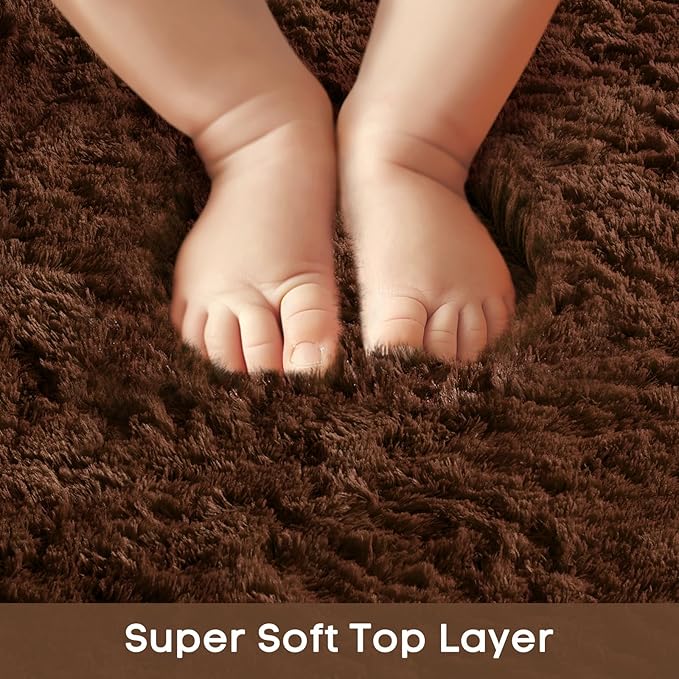 Ophanie Brown Rugs for Living Room Bedroom, 5x8 Fluffy Fuzzy Furry Carpet, Plush Soft Shaggy Bedside Indoor Floor Area Rug for Kids Girls Boys Baby Teen Dorm Nursery Home Decor Aesthetic