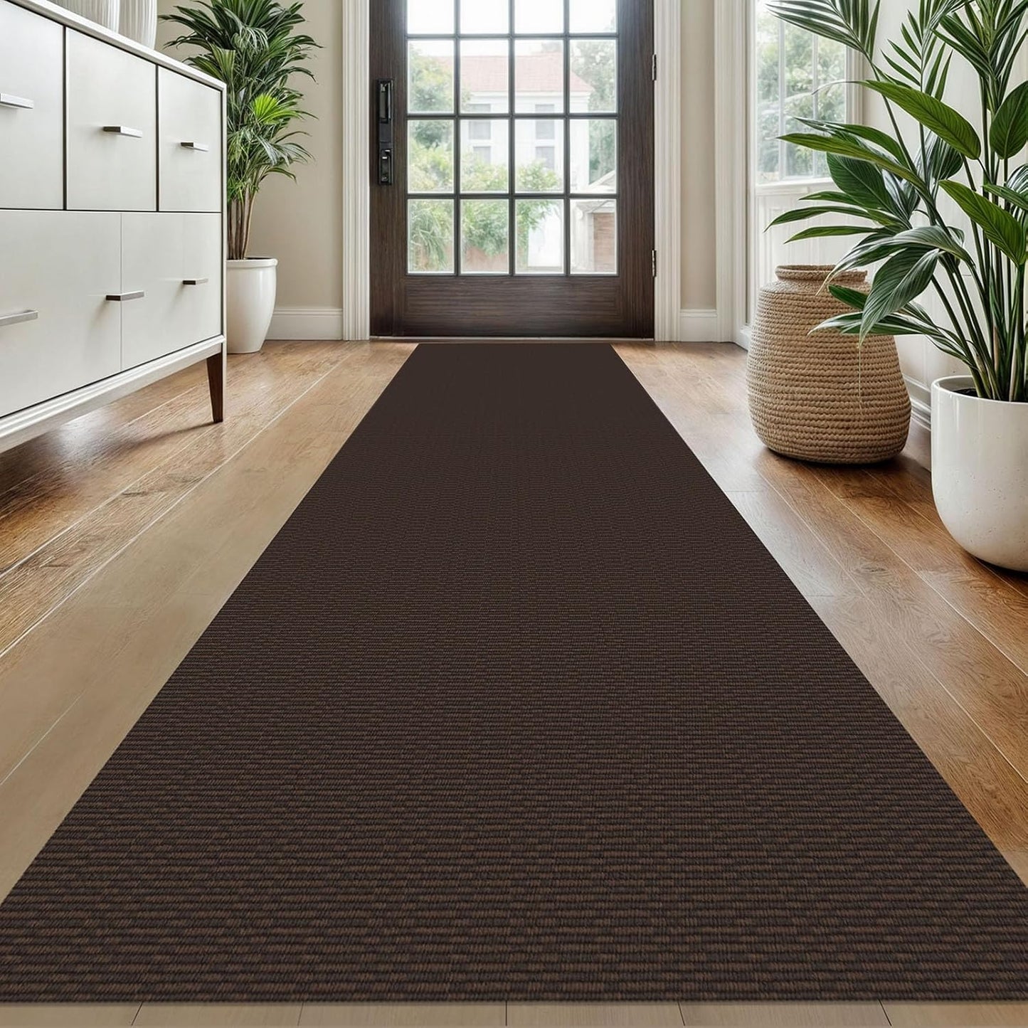 KOZYFLY Washable Runner Rug 2x10 ft Hallway Kitchen Runner Rugs with Rubber Backing Bobo Entryway Runner Indoor, Long Carpet Runners for Hall Kitchen Entryway, Dark Coffee/Brown