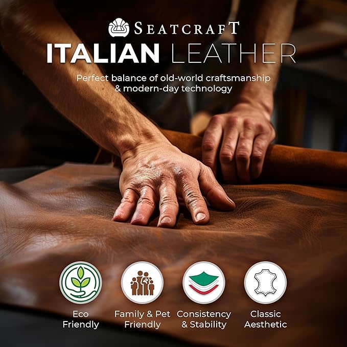 Seatcraft Diamante Zero-Gravity CoolZero Italian Leather Home Theater Seating, Power Headrest, Power Recline, Row of 4 Dual Loveseats, Brown