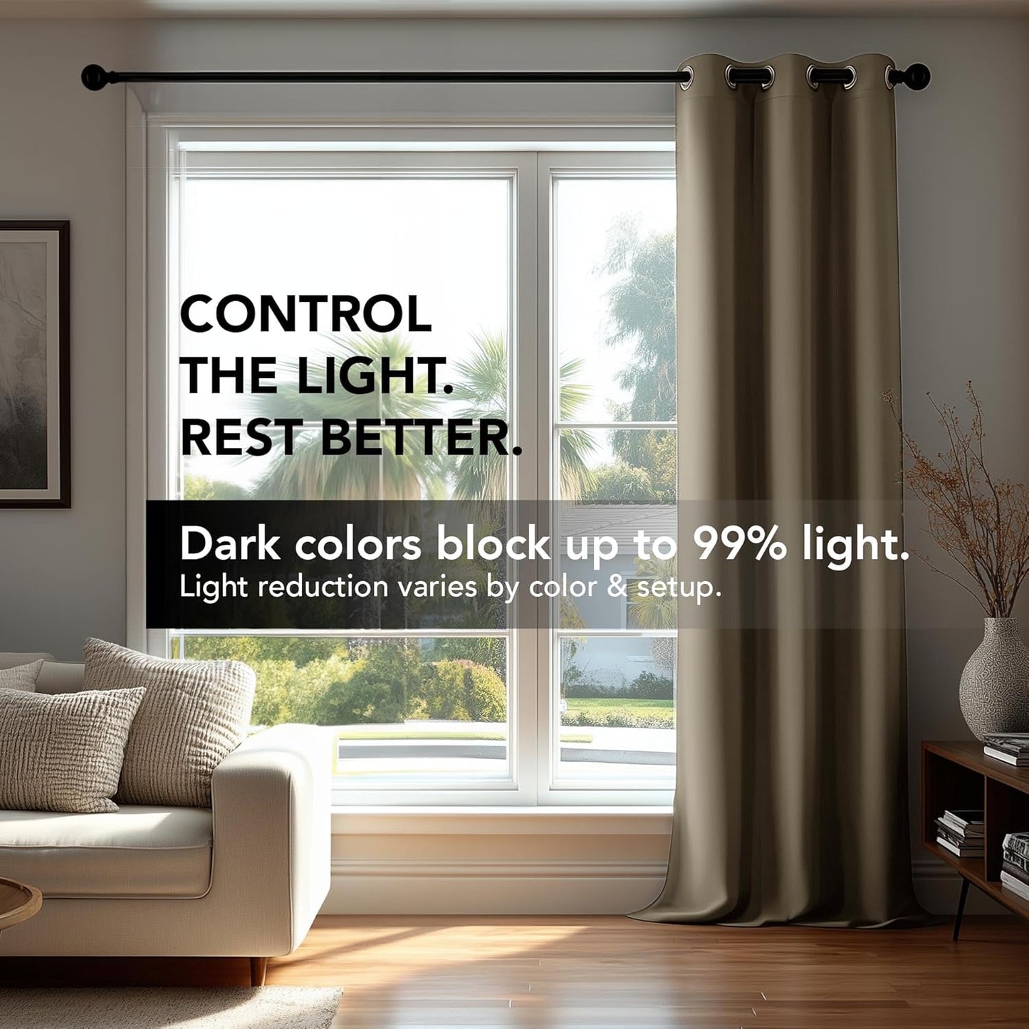 Deconovo Blackout Curtains for Bedroom – Set of 2 38W x 72L Inch Thermal Insulated & Noise Reducing Panels–Home Window Room Darkening Sustainable Grommet Drapes for Living Room and Nursery, Khaki