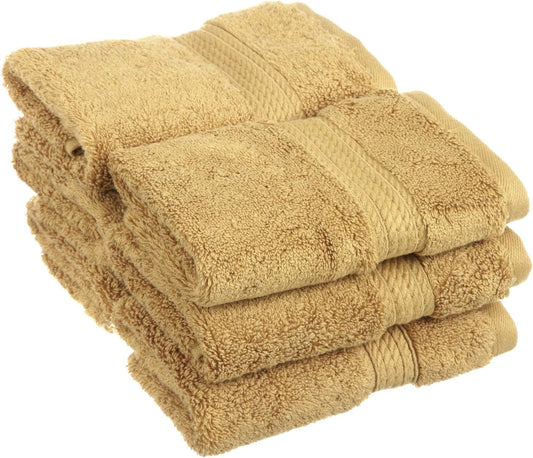 Superior Egyptian Cotton Pile Face Towel/Washcloth Set of 6, Ultra Soft Luxury Towels, Thick Plush Essentials, Absorbent Heavyweight, Guest Bath, Hotel, Spa, Home Bathroom, Shower Basics, Toast