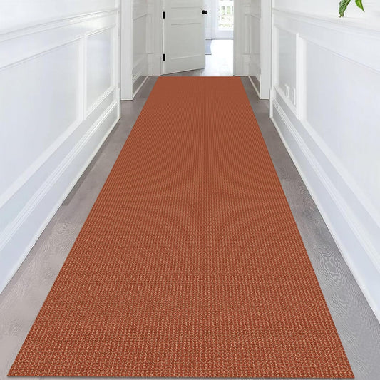 KOZYFLY Extra Long Runners for Hallways 3x14 ft Washable Kitchen Runner Non Slip Rubber Backed Hallway Rug Cotton Entryway Runner Rug Floor Carpet for Indoor Hall, Kitchen, Stair, Orange/Tan