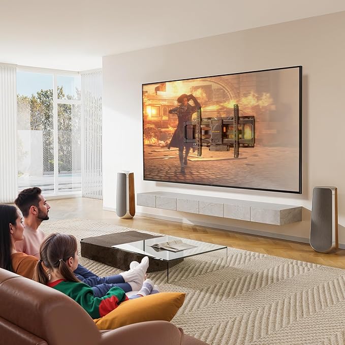 Perlegear Full Motion TV Wall Mount with Power Strip for 42–90 Inch TVs up to 150 lbs, Pre-Assembled TV Mount Has Smooth Swivel, Tilt, Extension, Max VESA 600x400mm, 12“/16”/24” Wood Studs, PGLF11