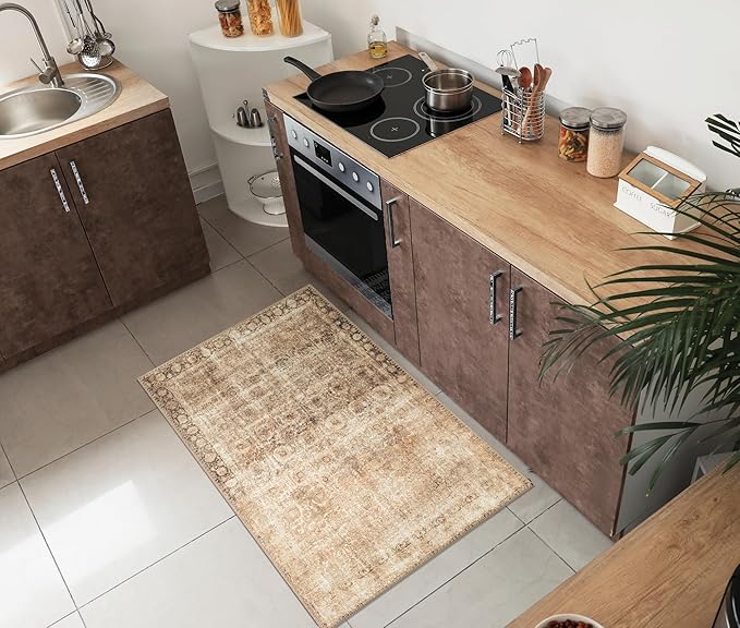 Keen Home Design 2x3 Rug - Machine Washable Entry Rug with Non-Slip Backing, Ideal for Enteryway, Kitchen, Bathroom, Laundry Room - Vintage, Easy Clean, Durable, Low Pile - (2' x 3')