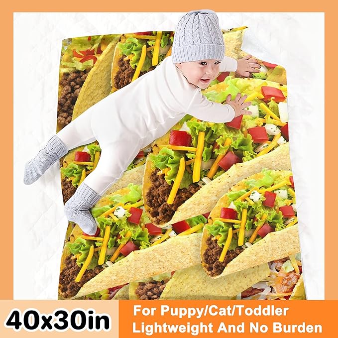 Taco Blanket Food Throws Funny Gift for Kids Girl Boys Lightweight Fleece Throw Novelty Realistic Super Soft Comfy Gifts for Teens Women Men Flannel Bedding Sheet Blankets for Couch Sofa,50"x40"