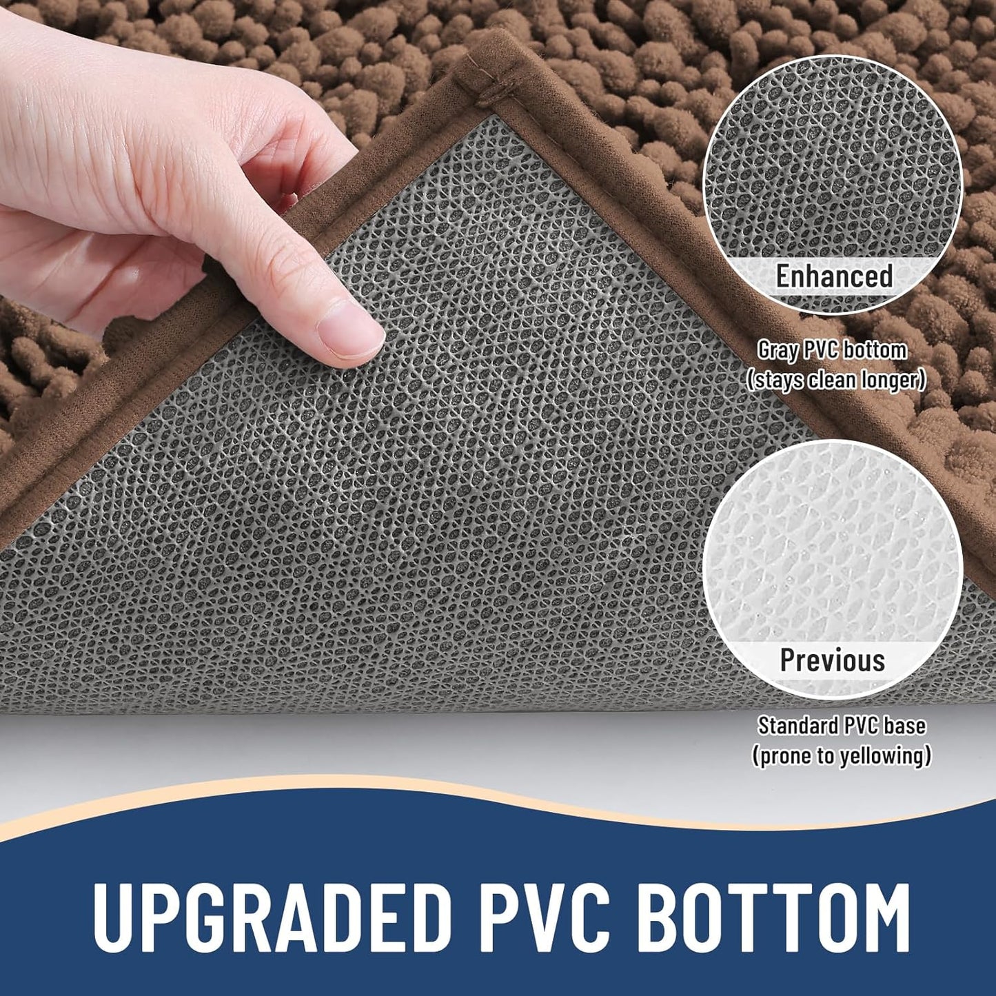 Arotive Luxury Chenille Bathroom Rug Mat, Extra Soft Thick Absorbent Shaggy Bath Rugs, Non-Slip Machine Wash Dry, Plush Bath Mats for Bathroom, Shower and Tub, 30x20, Mocha