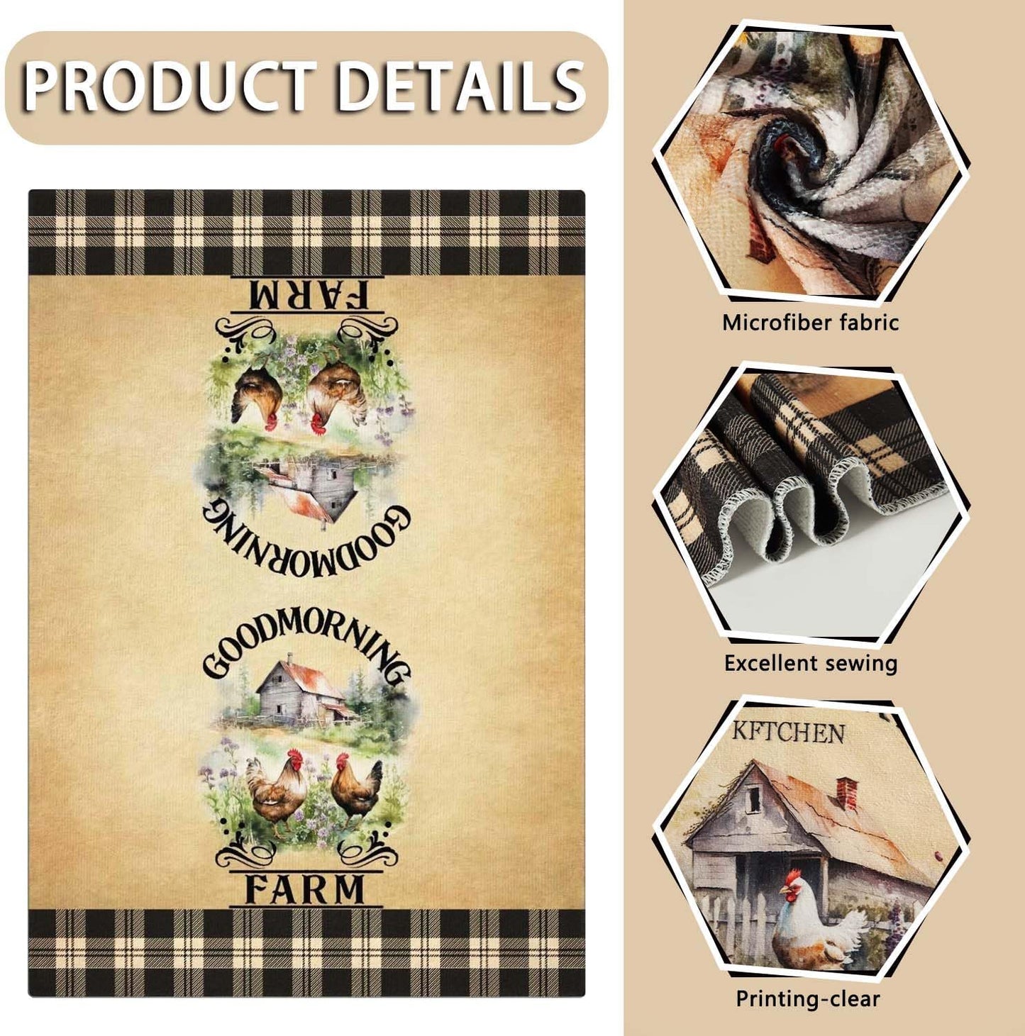 Fall Kitchen Towels Farmhouse Chicken Kitchen Towels Farm House Kitchen Decorations Farm Kitchen Decor 2 Pcs of 18×26 Inch