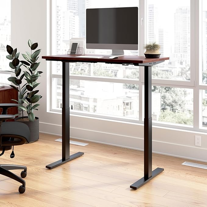 Bush Furniture Move 60 Electric Height Adjustable Desk, Ergonomic Sit-Stand Computer Table for Home and Professional Office, 48W x 24D, Hansen Cherry