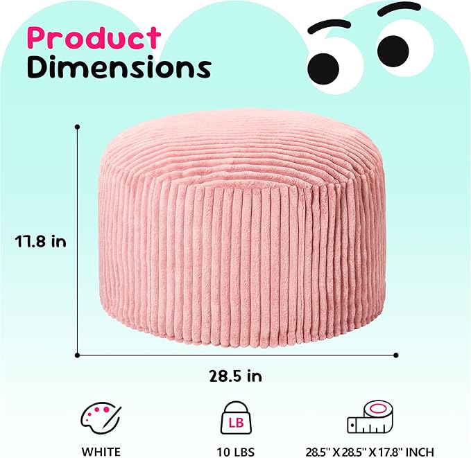 Hobestluk Bean Bag Chairs 2.5FT Bean Bag Chair with Memory Foam Filled & Stripe Plush Cover Small Bean Bag Chairs for Playroom, Living Room, Bedroom (Pink)