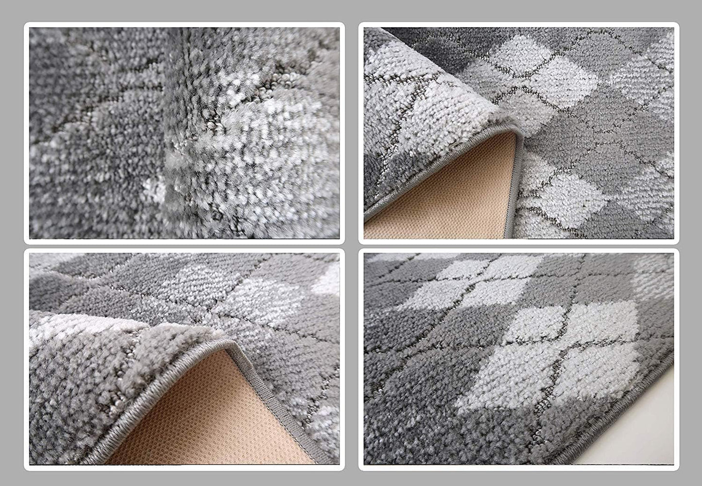 Custom Length Hallway Runner Rug,Slip Resistant,Squares Grey, 26 Inch X 3 feet, Doormat, Sold and Priced Per Foot